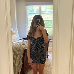 PRINCESS POLLY black daily off the shoulder mini dress